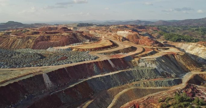Rio Tinto mining in Huelva Spain. From this open pit mines tons of copper, zinc, gold, silver,lead and other metals are being extracted since year 3000 BC to nowadays.