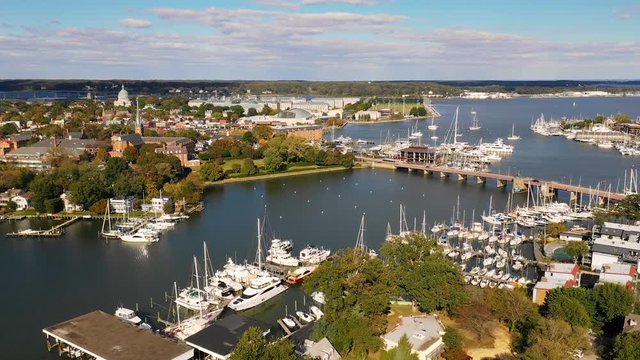 Aerial Harbor View Military Academy Annapolis Capital City of Maryland