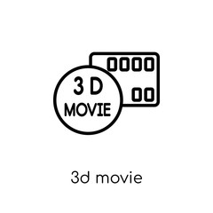 3D Movie icon. Trendy modern flat linear vector 3D Movie icon on white background from thin line Cinema collection