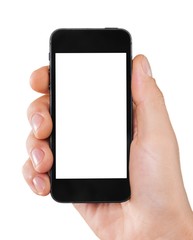 Hand Holding an iPhone with Blank Screen