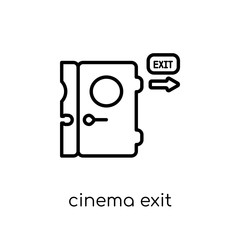 Cinema exit icon. Trendy modern flat linear vector Cinema exit icon on white background from thin line Cinema collection