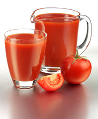 GLASS AND JUG OF TOMATO JUICE