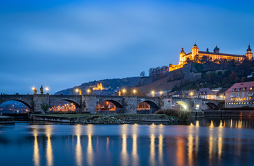 Famous view of Wuerzburg city