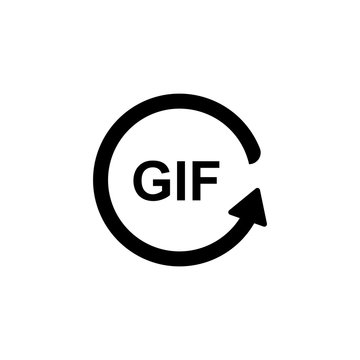 text gif with rotating icon. Vector illustration