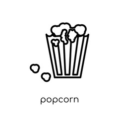 Popcorn icon. Trendy modern flat linear vector Popcorn icon on white background from thin line Cinema collection
