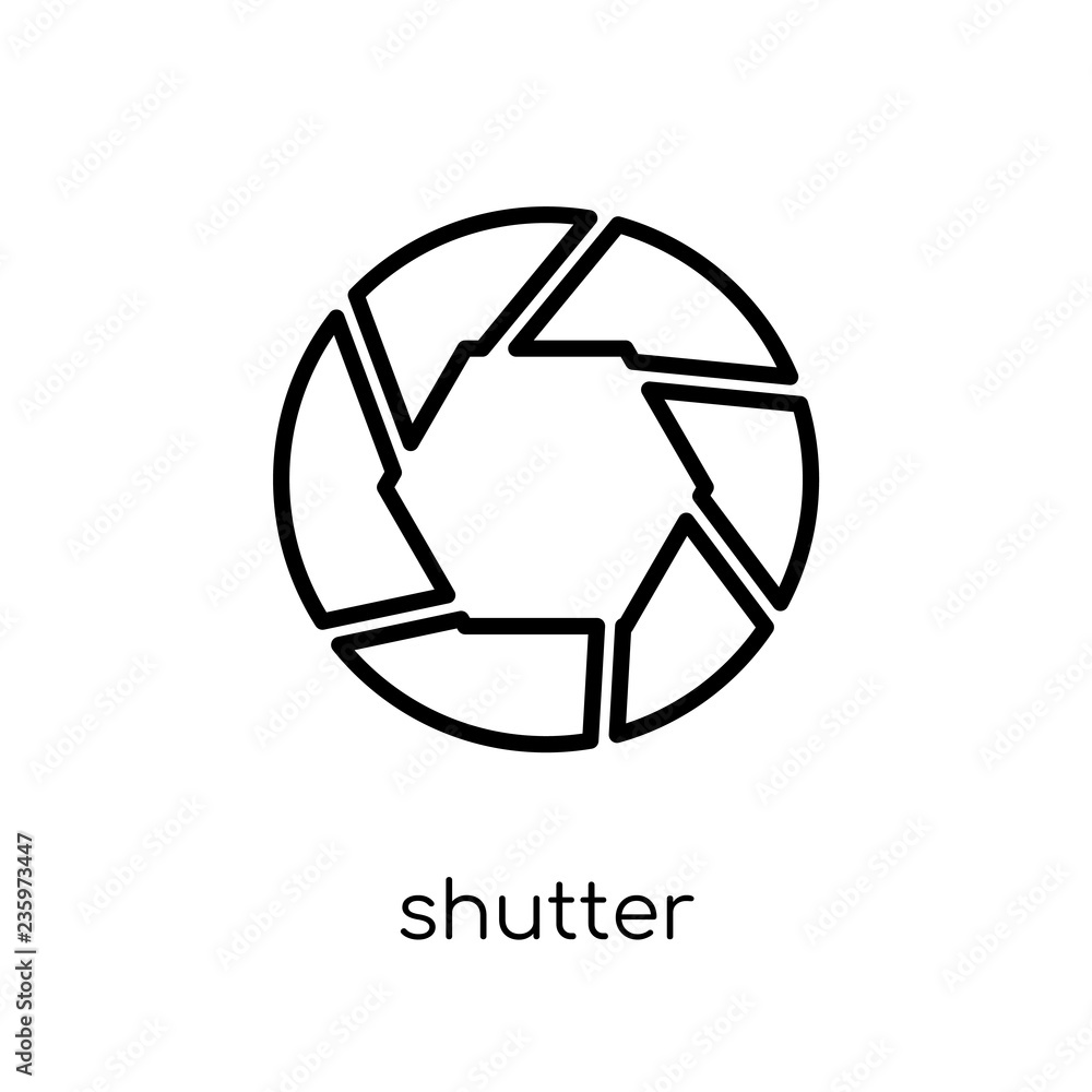 Poster shutter icon. trendy modern flat linear vector shutter icon on white background from thin line cinem