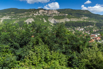 Fototapeta na wymiar Amazing Landscape with Iskar Gorge and village of Tserovo , Balkan Mountains, Bulgaria