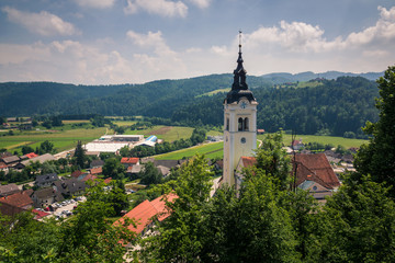 Fototapeta na wymiar Church in Polhov Gradec, Upper Carniola, Slovenia