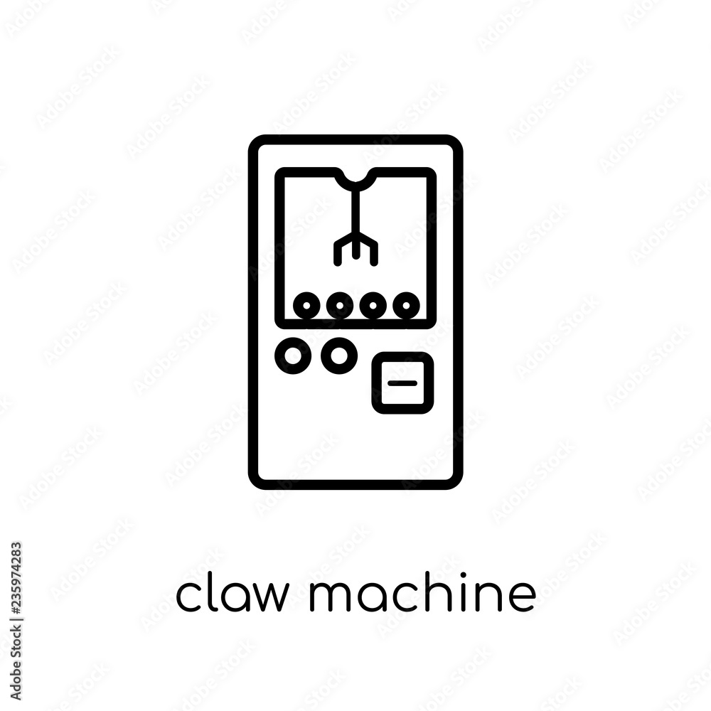 Poster claw machine icon. trendy modern flat linear vector claw machine icon on white background from thin 