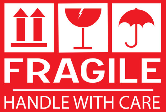 5 x 3 PLEASE HANDLE WITH CARE GLASS **THANK YOU** Fragile Labels