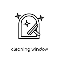 Cleaning Window icon. Trendy modern flat linear vector Cleaning Window icon on white background from thin line Cleaning collection