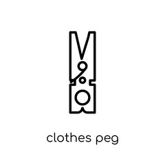 Clothes peg icon. Trendy modern flat linear vector Clothes peg icon on white background from thin line Cleaning collection