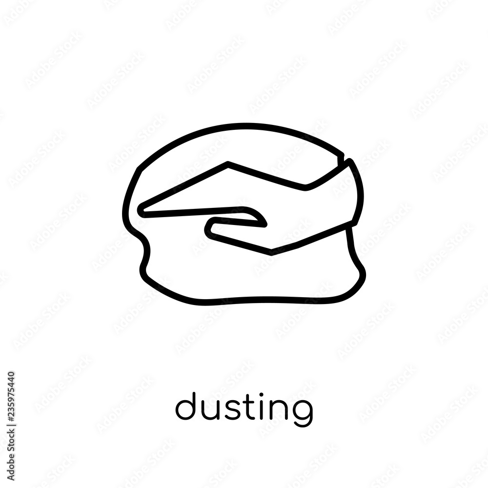 Poster dusting icon. trendy modern flat linear vector dusting icon on white background from thin line clean