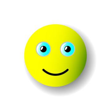 Yellow 3D Smiley. Vector image. Isolated object on white background. Isolate.