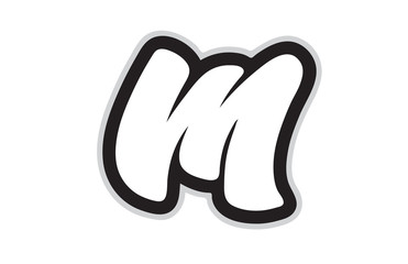m black and white alphabet letter logo icon design