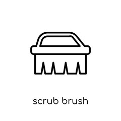 scrub brush icon. Trendy modern flat linear vector scrub brush icon on white background from thin line Cleaning collection