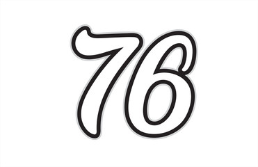 76 black and white number logo icon design