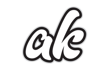 Fototapeta premium ak a k black and white alphabet letter logo combination icon design