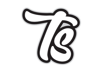 ts t s black and white alphabet letter logo combination icon design - obrazy, fototapety, plakaty