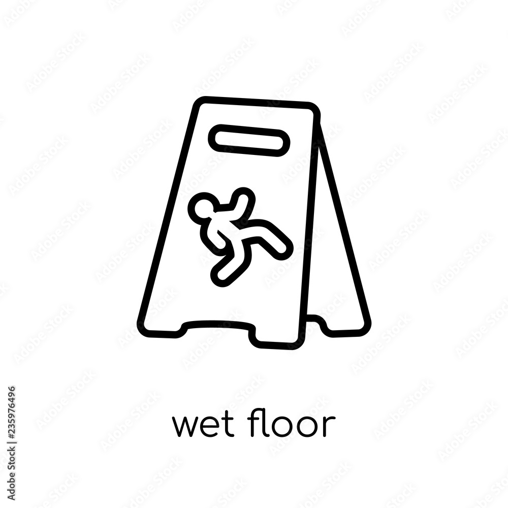 Aufkleber wet floor icon. trendy modern flat linear vector wet floor icon on white background from thin line c