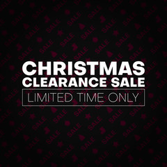 Christmas clearance sale promotion card. Limited time only.