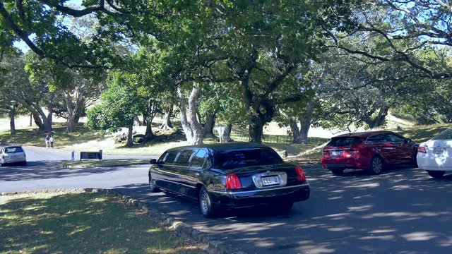 Shot of white wedding car or limo