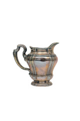 Antique silver kettle on a white background. Isolated.