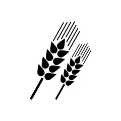 Icono plano espigas de cereales en diagonal en color negro