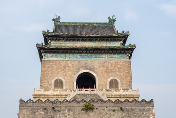 Fototapeta na wymiar Detail of the Bell tower in Beijing, China 