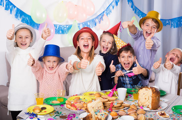 Beautiful children having party friend’s birthday