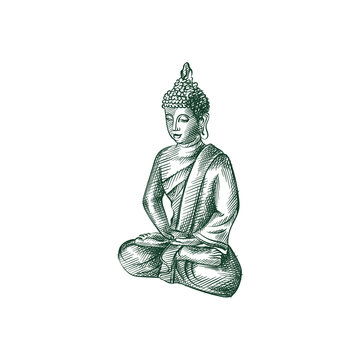 Buddha portrait in black background hand Vector Image
