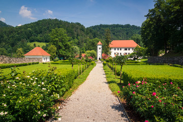 Palace and park in Polhov Gradec, Upper Carniola, Slovenia