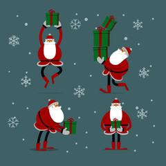 Santa Claus cartoon character set, flat vector illustration collection