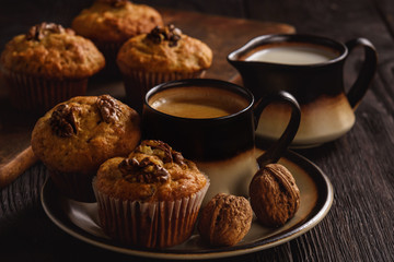 Homemade walnut and cranberry muffins.
