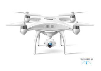 Vector realistic quad copter air drone with camera