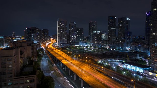 Toronto Canada Gardiner Expressway Traffic at Night