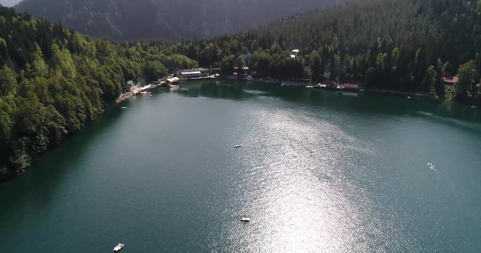 Abkhazia nature. Gumista river Aerial view resort town Gagra, Abkhazia, Georgia