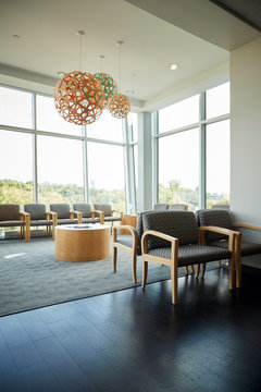Empty waiting room medical office