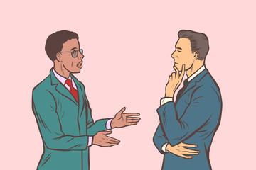 Fototapeta premium Two businessmen talking. Multi ethnic group