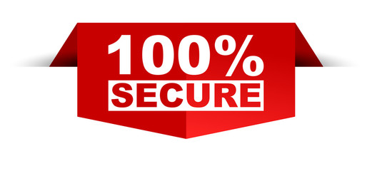 red vector banner 100% secure