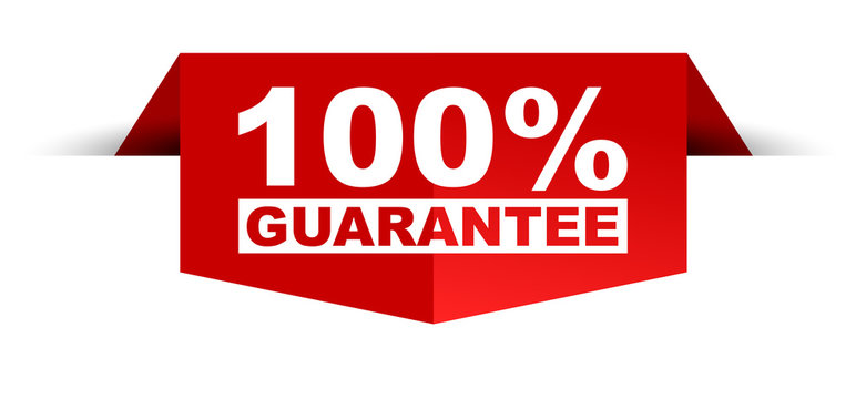 red vector banner 100% guarantee