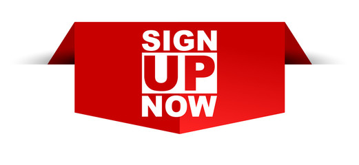 red vector banner sign up now