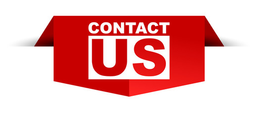 red vector banner contact us