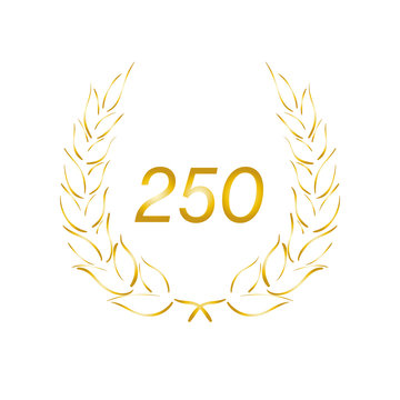 Lorbeerkranz - Jubil&auml;um - 250 - Piktogramm - Symbol - gold