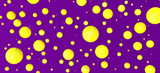 Golden balls on purple background. 3D render