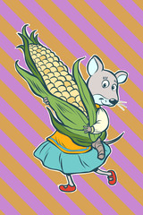 Mouse fantastic character with corn cob