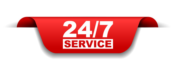 red vector banner 24/7 service