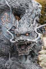 Chinese dragon staute at the Kiyomizu-dera in Kyoto facing left