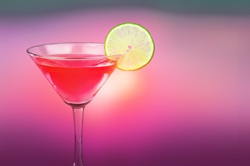 Glass of alcohol  cocktail on background