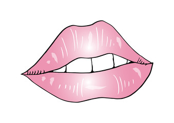 Woman lips. Sketchy style